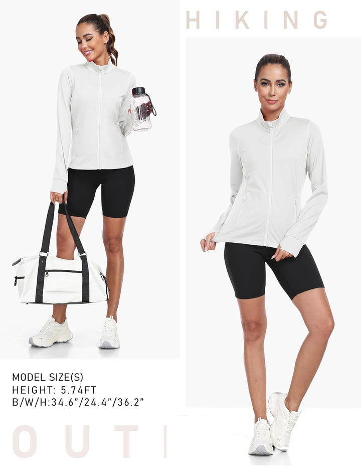 MoFiz Sportjacke Damen Leicht Trainingsjacke Mikrofleece Sweatjacke Wandershirt mit Reissverschluss