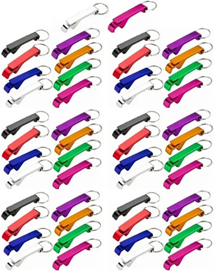 50 stücke Schlüsselanhänger Flaschenöffner Aluminiumlegierung Mini Tasche Bier Getränkeöffner Bunte