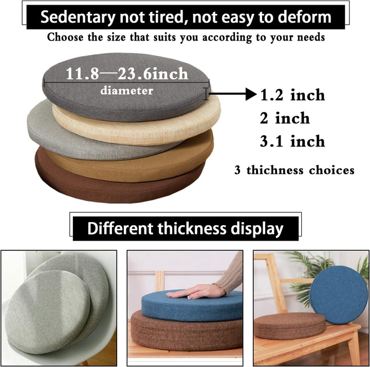Rund Sitzkissen Stuhlkissen 30 X 30 X 3CM(1 Pieces) Leinen Sitzpolster Abnehmbares Memory Schaum Run