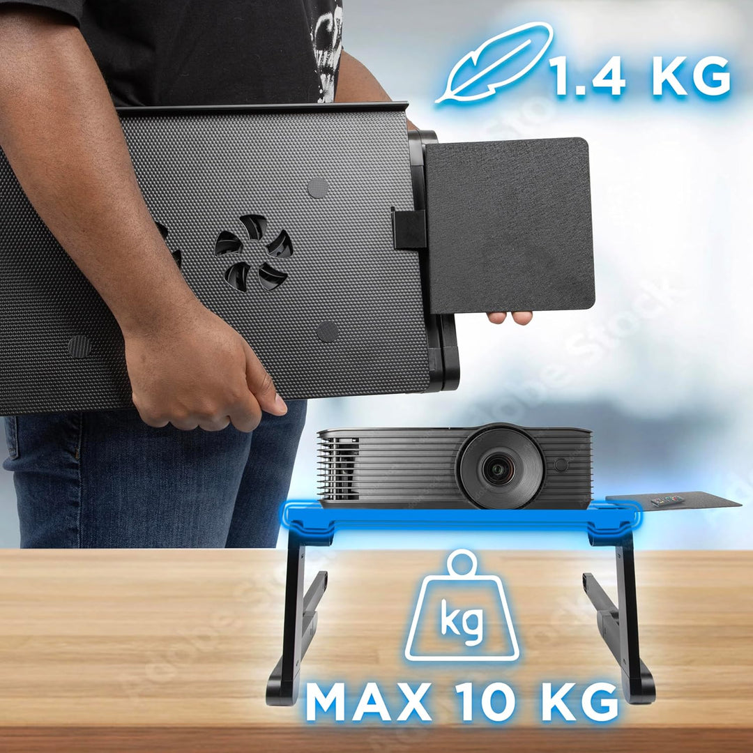 Duronic DML141 höhenverstellbarer Laptopständer mit Laptopkühler und Mousepad, Erhöhung für Laptop b