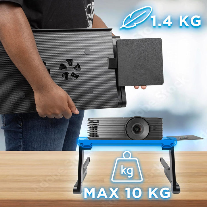 Duronic DML141 höhenverstellbarer Laptopständer mit Laptopkühler und Mousepad, Erhöhung für Laptop b