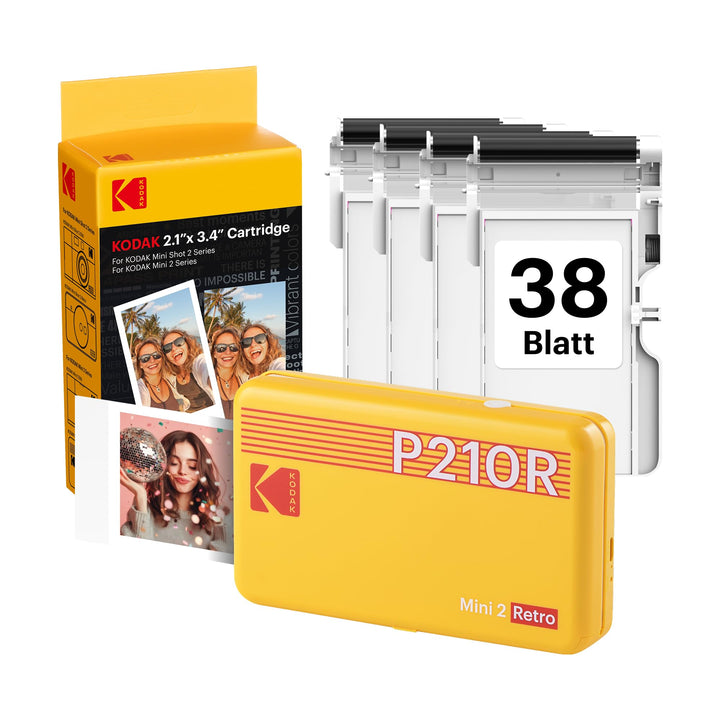 KODAK , Farbig, P210 Mini 2 Retro, Mobiler Handy Fotodrucker, Kompatibel mit Smartphone (iOS &amp; Andro