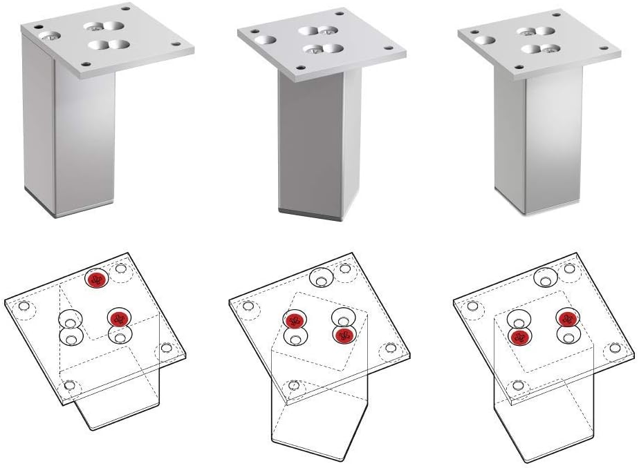 sossai® Exklusiv - Aluminium Möbelfüsse | E4MF-N | 4er Set | Höhe: 60mm | Farbe: Aluminium 4 Stück,
