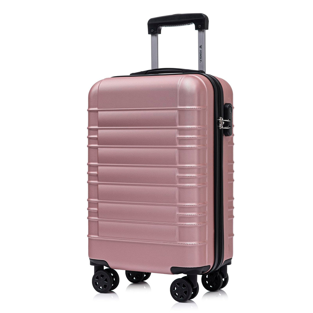 Koffer Suitcase M Roségold, Trolley Reisekoffer, Kabinenkoffer Rollkoffer Handgepäck mit 4 Rollen 36
