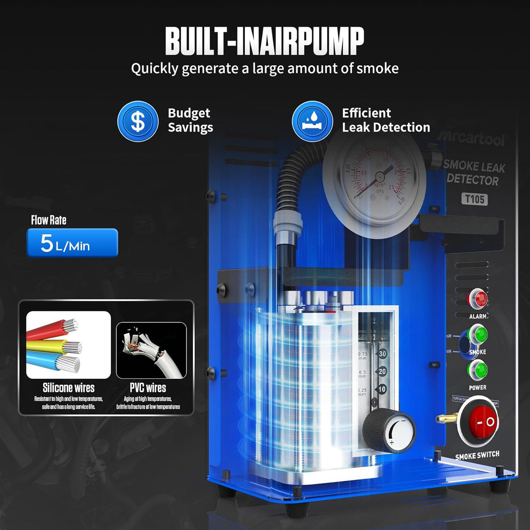 EVAP Rauchmaschine Nebelmaschine KFZ, Eingebaute Luftpumpe, Rauchlecksucher mit Manometer für alle D