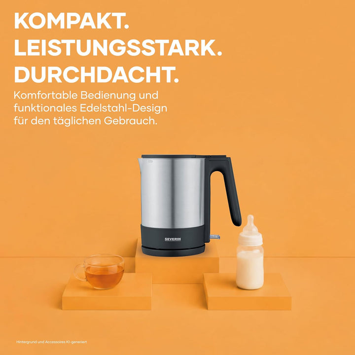 SEVERIN Wasserkocher, leistungsstarker und kompakter Edelstahl Wasserkocher in hochwertigem Design,