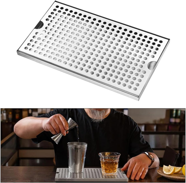 Ubric Biersäulen-Abtropfschale, 304 Edelstahl Tropfschale Pads und abnehmbarer Deckel, für Bar, Rest