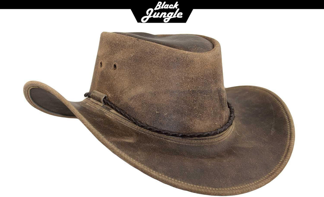 Black Jungle Kimbolton Lederhut, Westernhut, Australienhut, Cowboyhut S Charcoal, S Charcoal