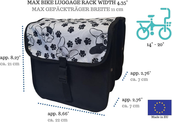 Beluko FAHRRADTASCHE 14-20 Zoll Kinder Satteltasche Gepäckträgetasche Doppel 2 x 5l 46 - Mini - Hund