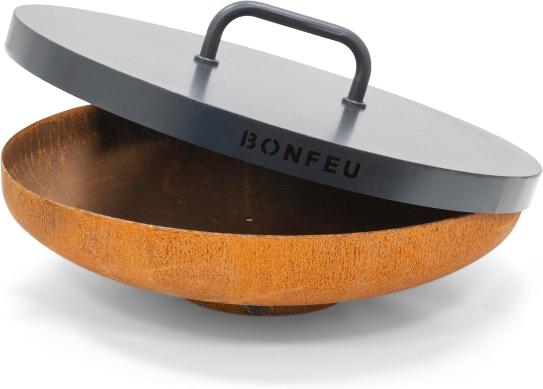 BonFeu Deckel für Feuerschale - Schwarz Stahl - Abdeckung Feuerschale (Schwarz, Ø100 cm) Schwarz Ø10