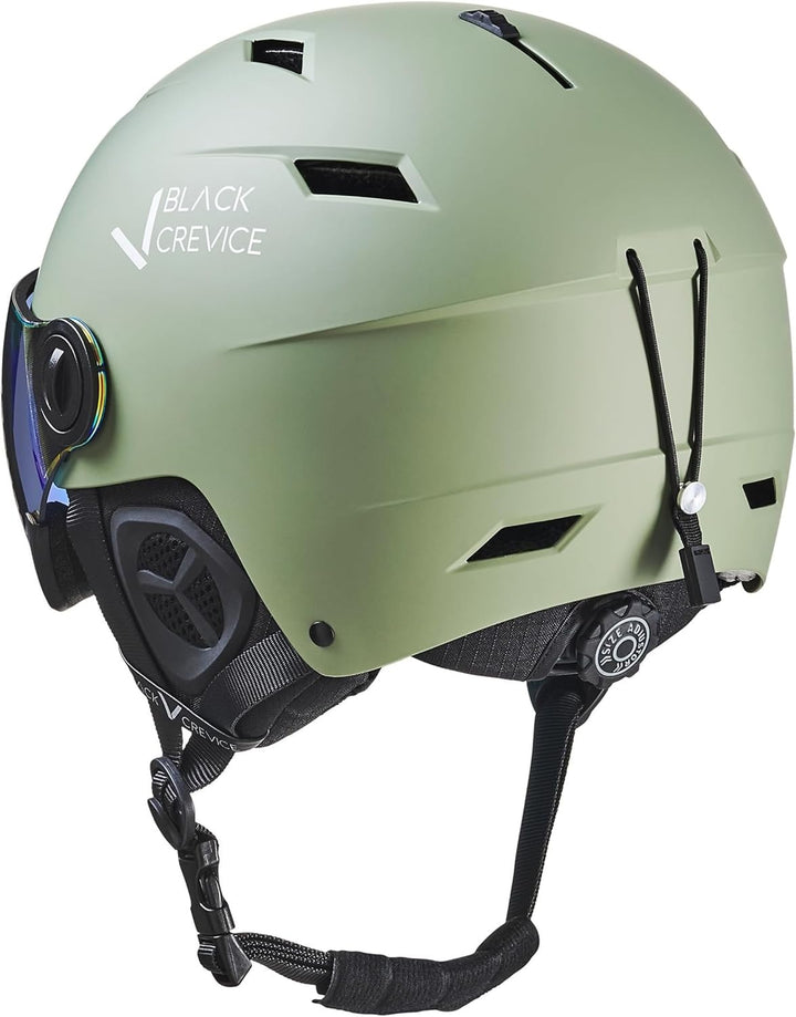 Black Crevice Skihelm mit Visier Kirchberg I Atmungsaktiver Skihelm Herren & Damen mit Lüftungsöffnu