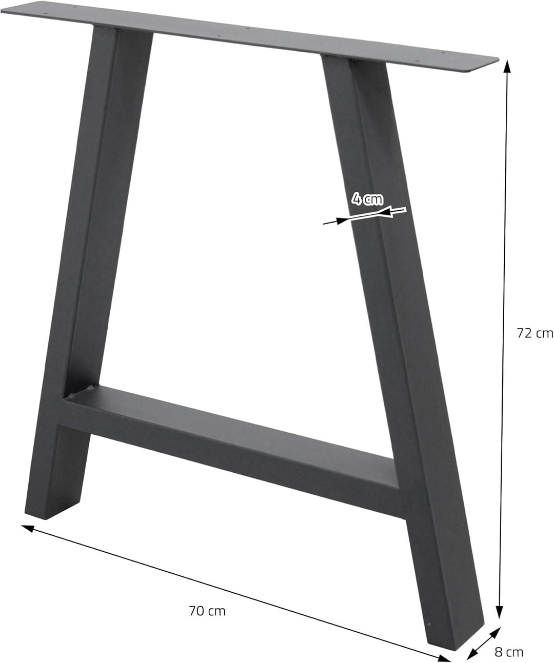 ECD Germany 2er Set Tischbeine A-Form A-Design 70x72cm, Anthrazit, aus pulverbeschichtetem Stahl, In