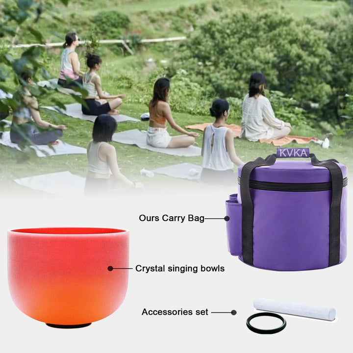 KVKA 25cm Klangschalen, 432Hz C note 10 inch Rot-Orange Chakra Sound Healing Klangschale für Meditat