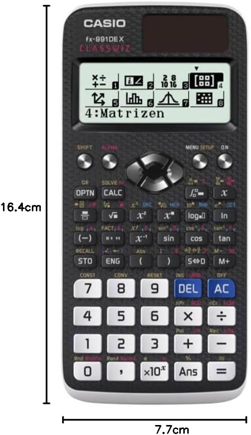 Casio fx-991DE X Classwiz inkl. WYNGS Schutztasche Schwarz - Wissenschaftlicher Taschenrechner - Bas