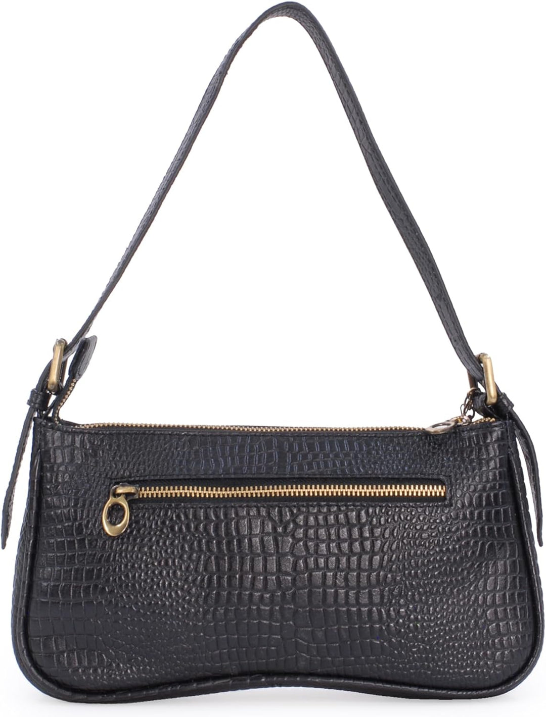 Catwalk Collection Handbags - Klein Damen Schultertaschen - Henkeltaschen - Leder mit krokodilprägun