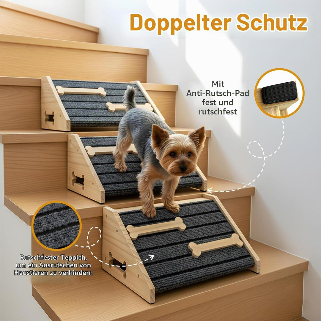 Hundetreppe 25cm Innen Hunderampe für kleine Hunde Sofa Haustiertreppe aus Holz Hundekletterrampe Ka