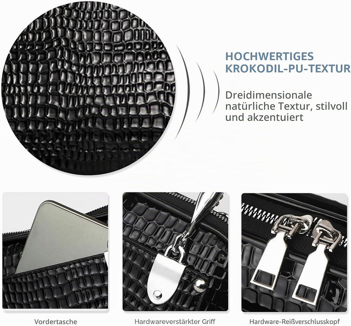 NICOLE &amp; DORIS Retro Handtasche für Frauen Schultertaschen Klassische Krokodil Umhängetasche PU Lede