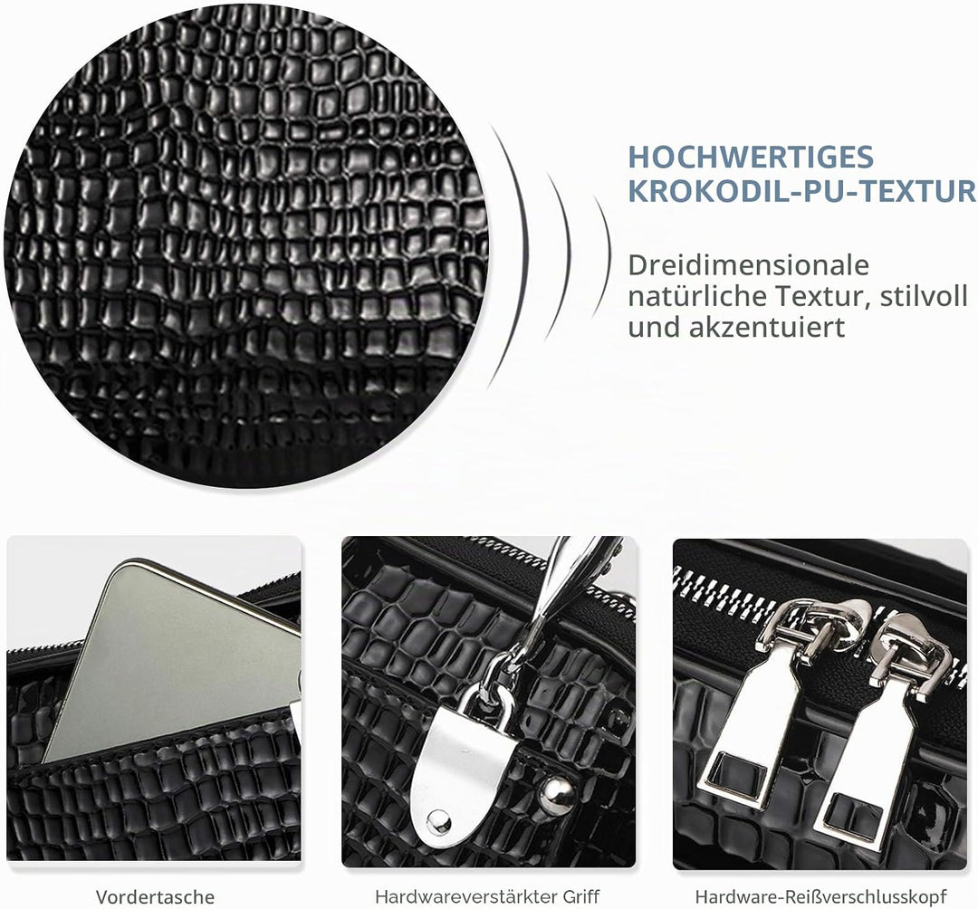NICOLE &amp; DORIS Retro Handtasche für Frauen Schultertaschen Klassische Krokodil Umhängetasche PU Lede