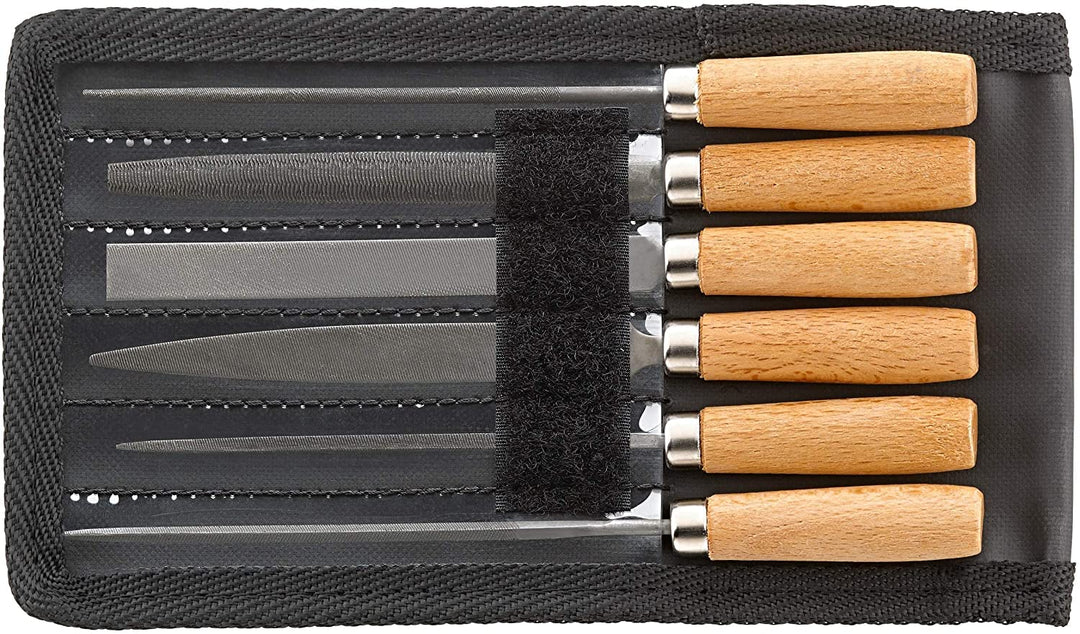 STAHLWILLE 12800 Schlüsselfeilen Set 6-tlg. l Basis-Set für Metallbearbeitung l in robuster Textilta