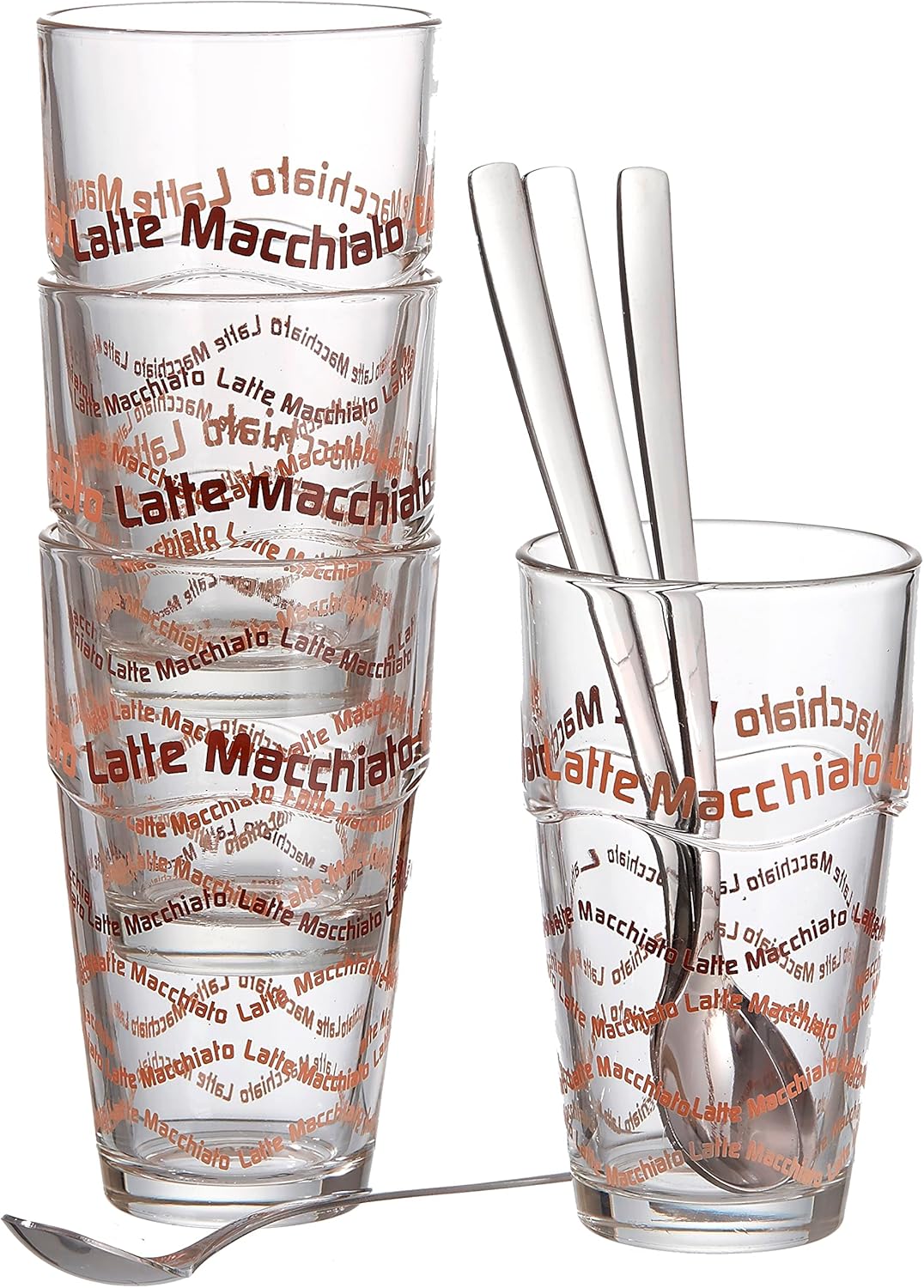 Ritzenhoff & Breker Latte Macchiato Gläser-Set, 4 Stück & Kaffeebecher-Set Cornello, 2-teilig, Creme