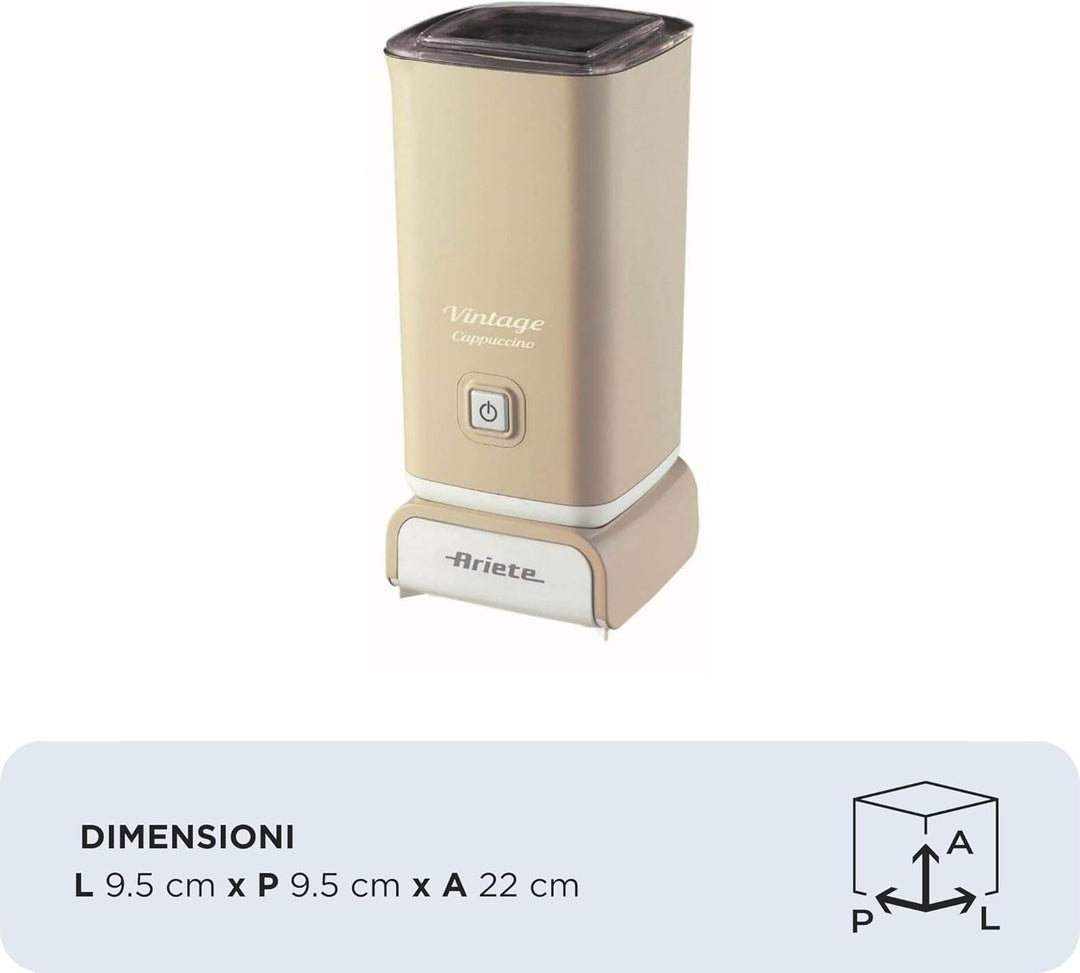 Ariete Vintage Cappucino 2878, Retro Elektrischer Milchaufschäumer im Retro-Stil für Cappuccino & He