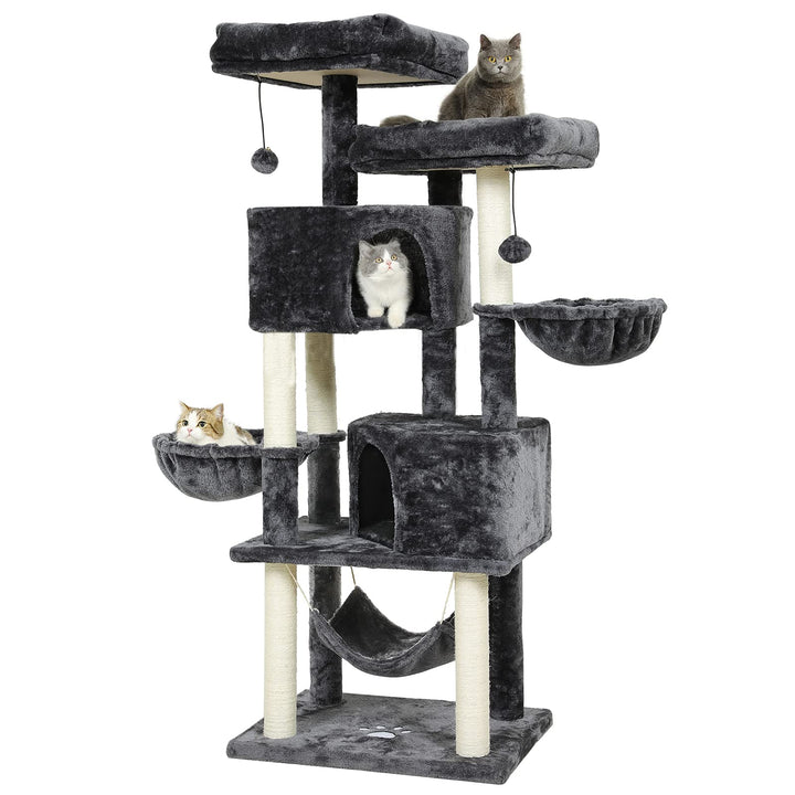 MSmask Kratzbaum gross 153 cm hoch, Katzenbaum für Gross Katzen mit 2 grosser Plattform, gross Höhle