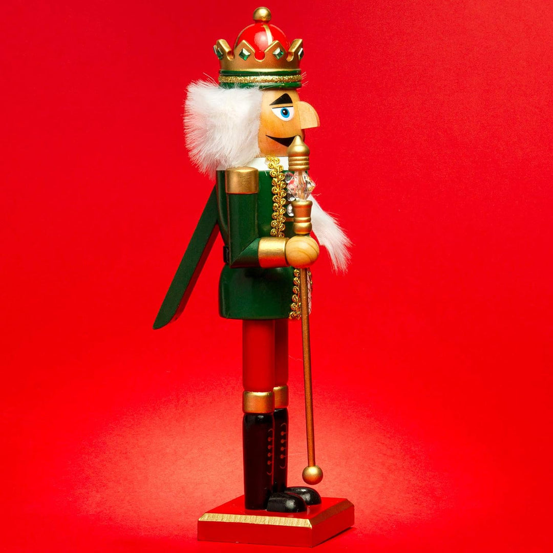 Sikora NK-D aufwändig gestaltete Deko Nussknacker Figur aus Holz, Farbe/Modell:D01 grün/rot - KÖNIG,