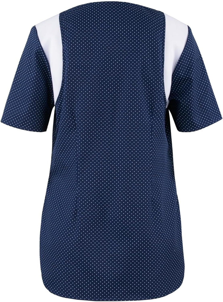 beb Damen Kasack Kurzarm Marine Weiss gepunktet 65% Polyester 35% Baumwolle XS Marine/Weiss Gepunkte