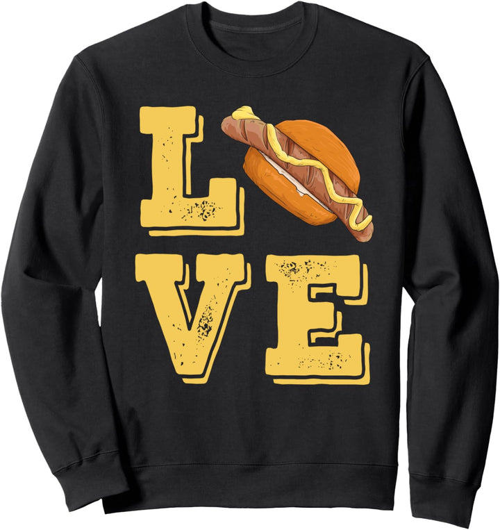 Liebe Bratwurst mit Senf im Brötchen Grillen Sweatshirt