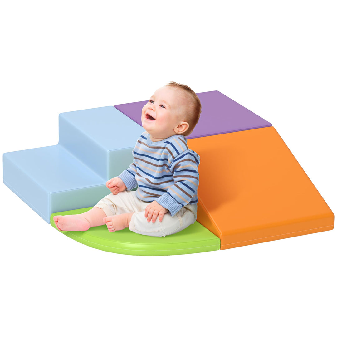 HOMCOM 4 TLG. Schaumstoff Bausteine Kinder Softbausteine Klettern Bauklötze Weiche Riesenbausteine B