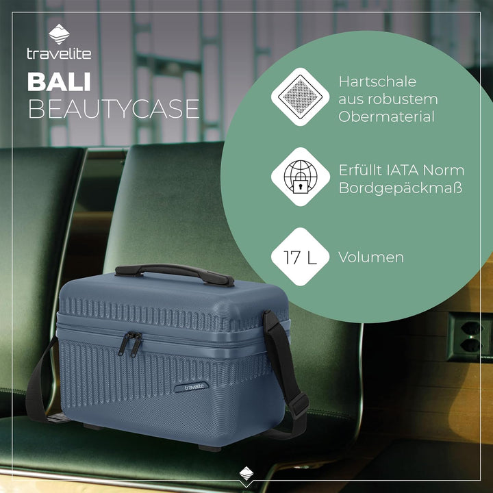 travelite Beautycase Hartschale Handgepäck, Bali, Kosmetikkoffer mit Organizer -und Aufsteckfunktion