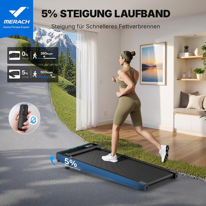 MERACH Walking Pad, 3 in 1 Laufband Schreibtisch mit Fernbedienung | 0%-6% Steigung Laufband Für Zuh