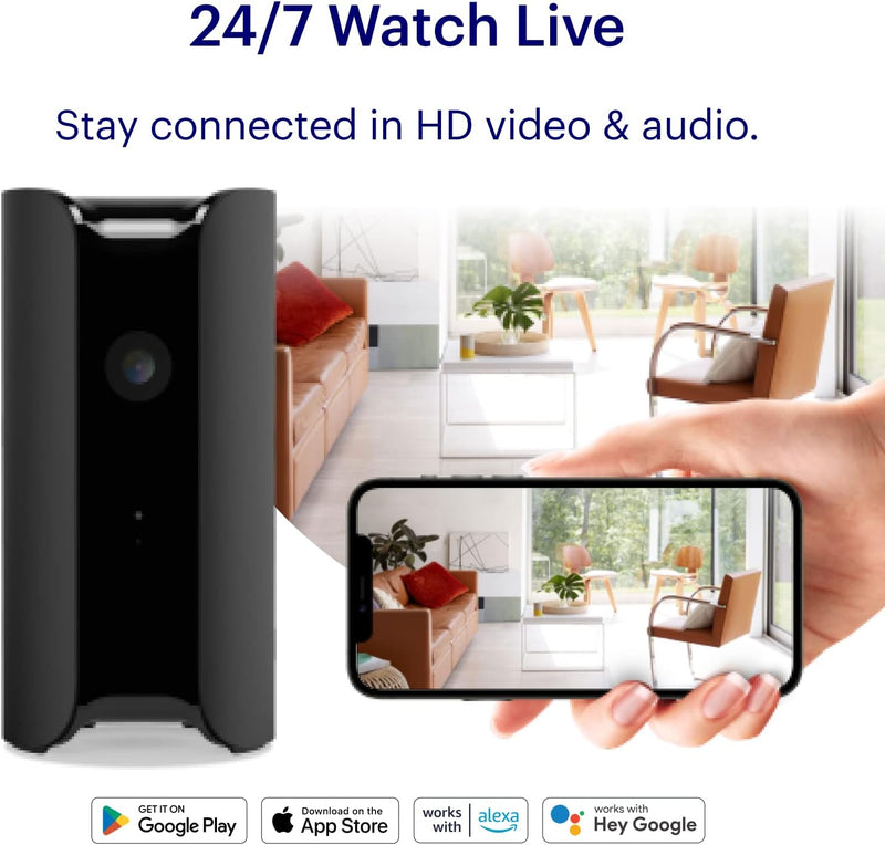 Canary Pro Indoor Überwachungskamera 1080p HD WiFi IP, 24/7 Live-Übertragung, Sirene, Raumklima-Über