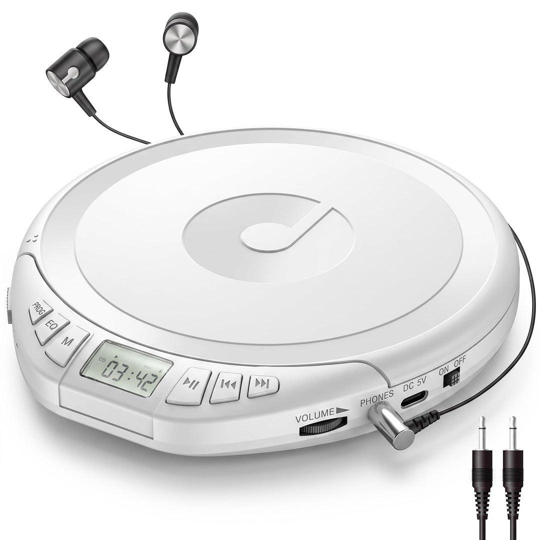 Gueray CD Spieler Tragbarer CD-Player Persönliche CD Players mit Kopfhörer LCD Display Anti-Skip Sch