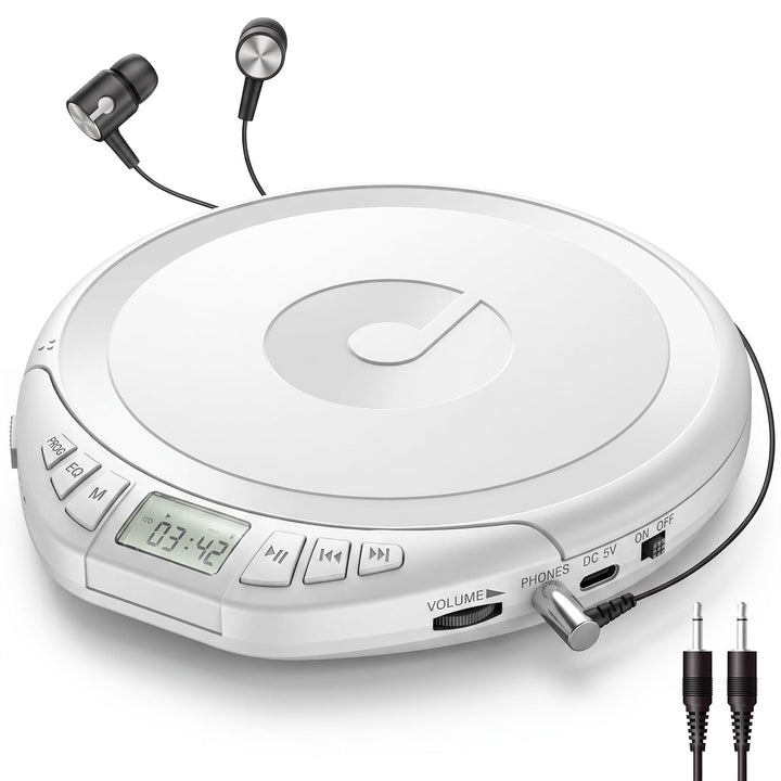 Gueray CD Spieler Tragbarer CD-Player Persönliche CD Players mit Kopfhörer LCD Display Anti-Skip Sch