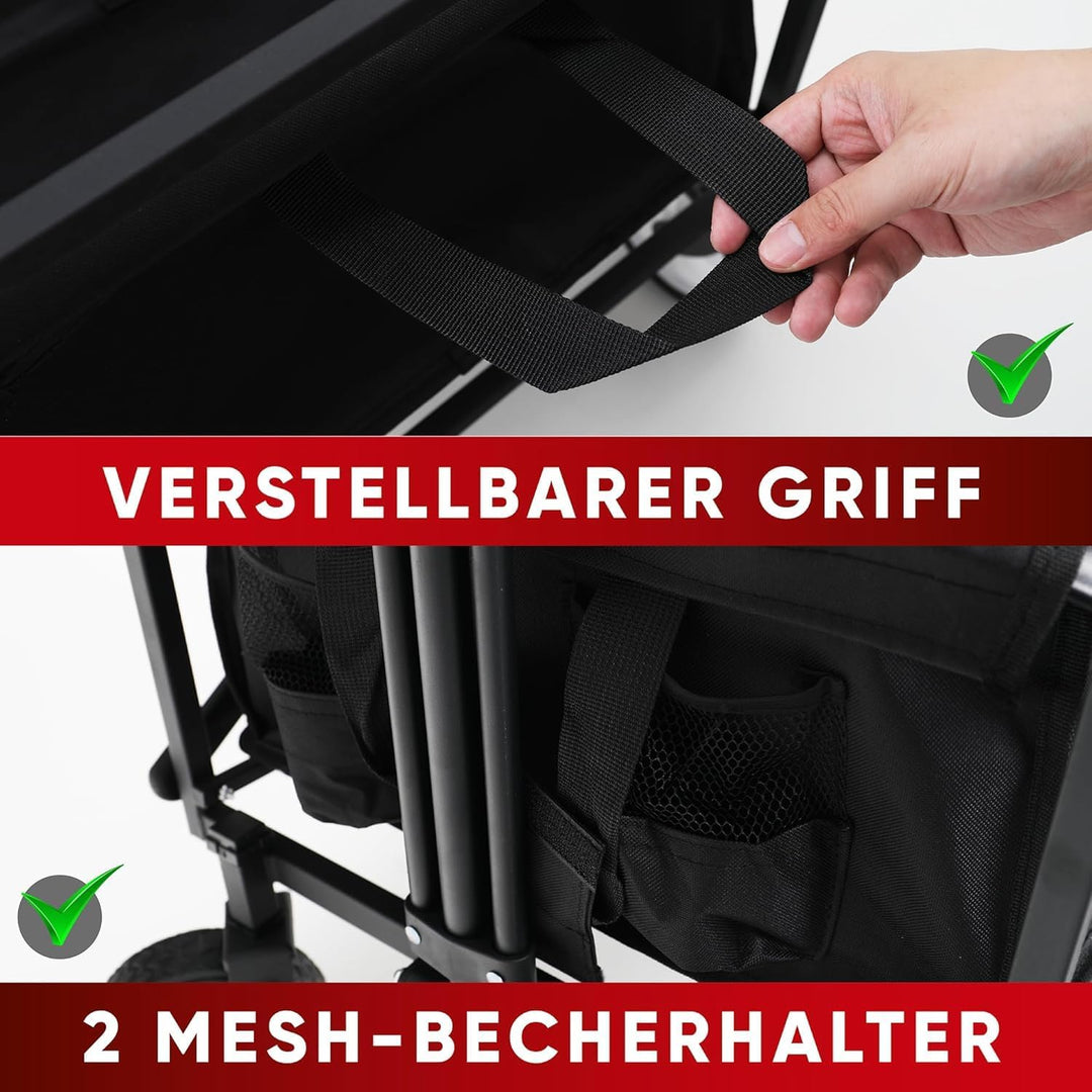 Klappbarer zusammenklappbarer Bollerwagen, Strandkarren mit grosser Kapazität, Stabiler klappbarer B
