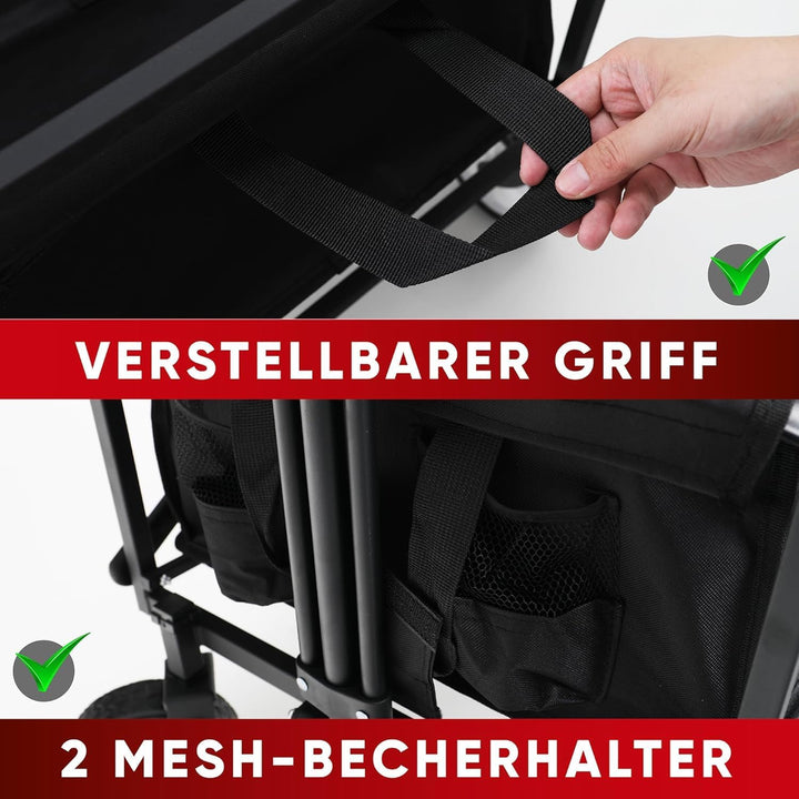 Klappbarer zusammenklappbarer Bollerwagen, Strandkarren mit grosser Kapazität, Stabiler klappbarer B