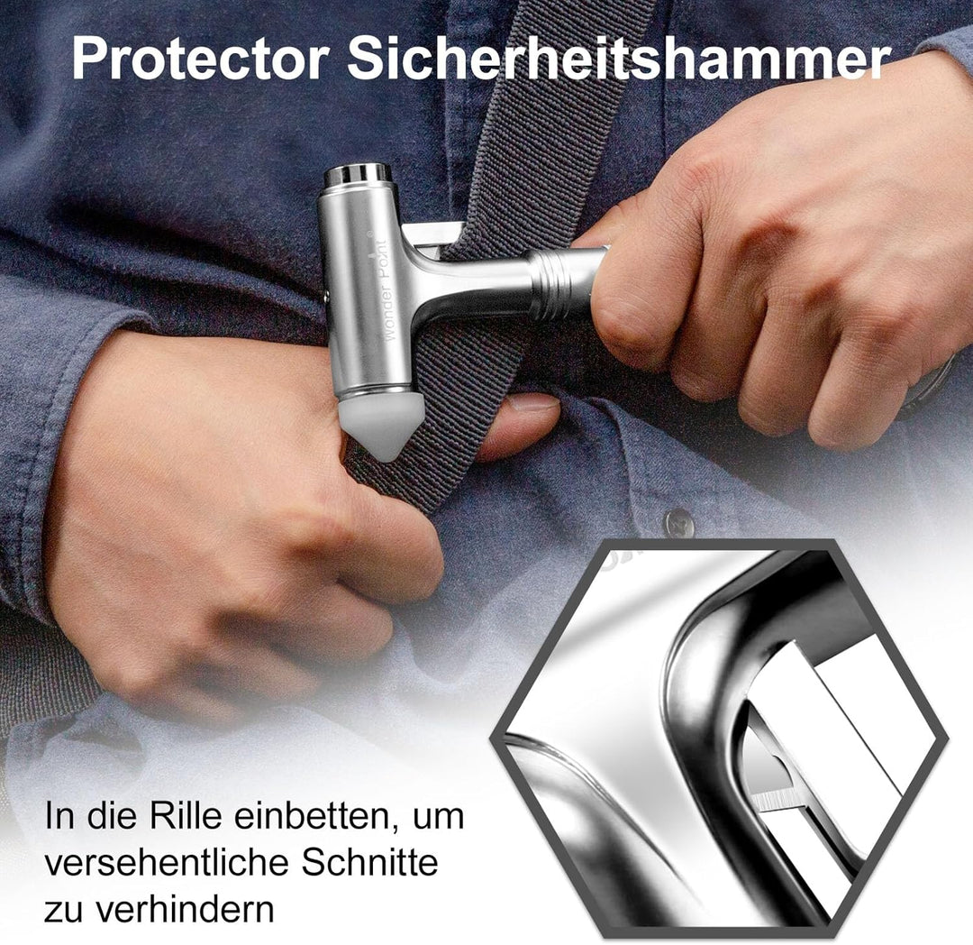 Premium Notfallhammer Auto, 2025 Multifunktions-Gurtschneider Nothammer Schnelle Autorettung mit TÜV