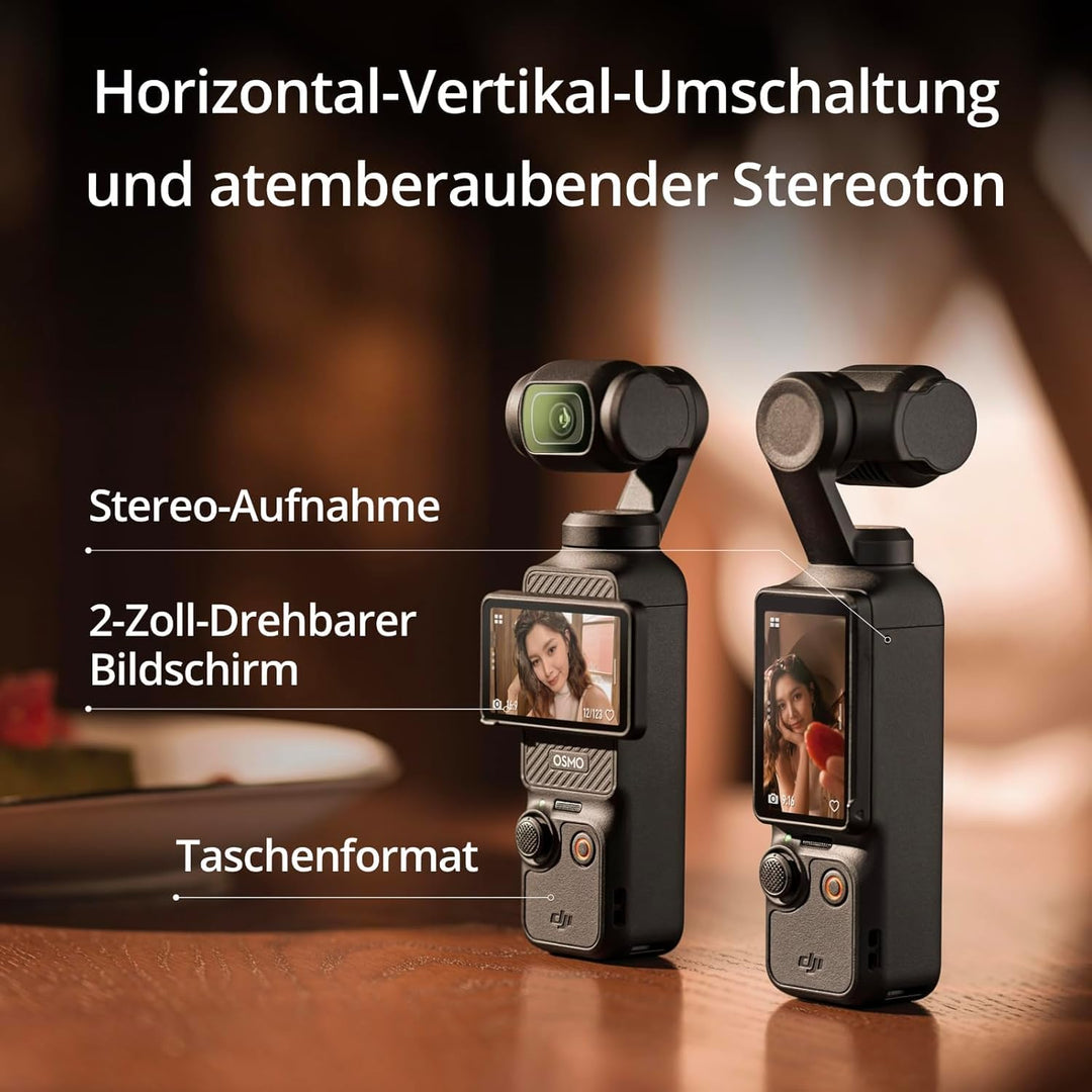 DJI Osmo Pocket 3 Standard, vlog Kamera 4K mit 1-Zoll-CMOS und 4K/120 fps Video, 3-Achsen-Stabilisie