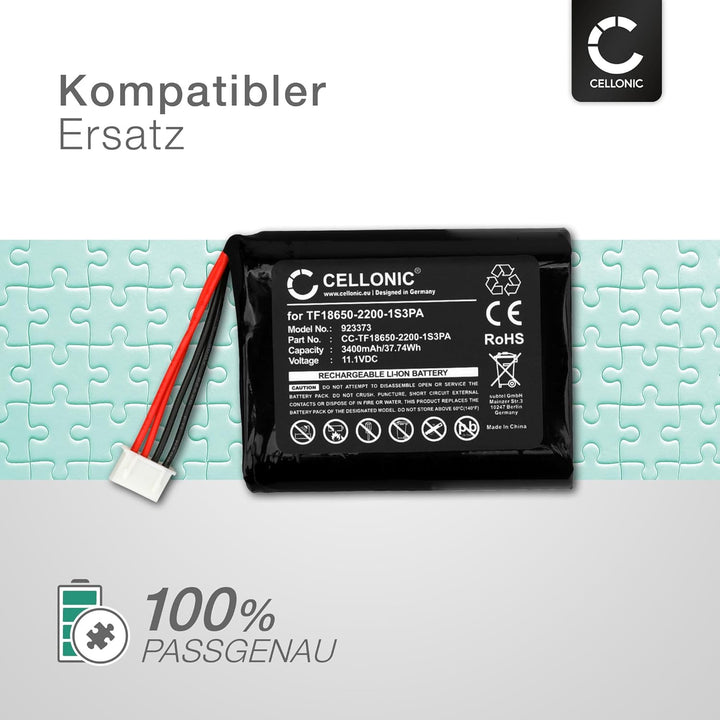 CELLONIC, Lautsprecherakku kompatibel mit Marshall Stockwell (3400mAh, 11.1V) 1x Ersatzakku TF18650-
