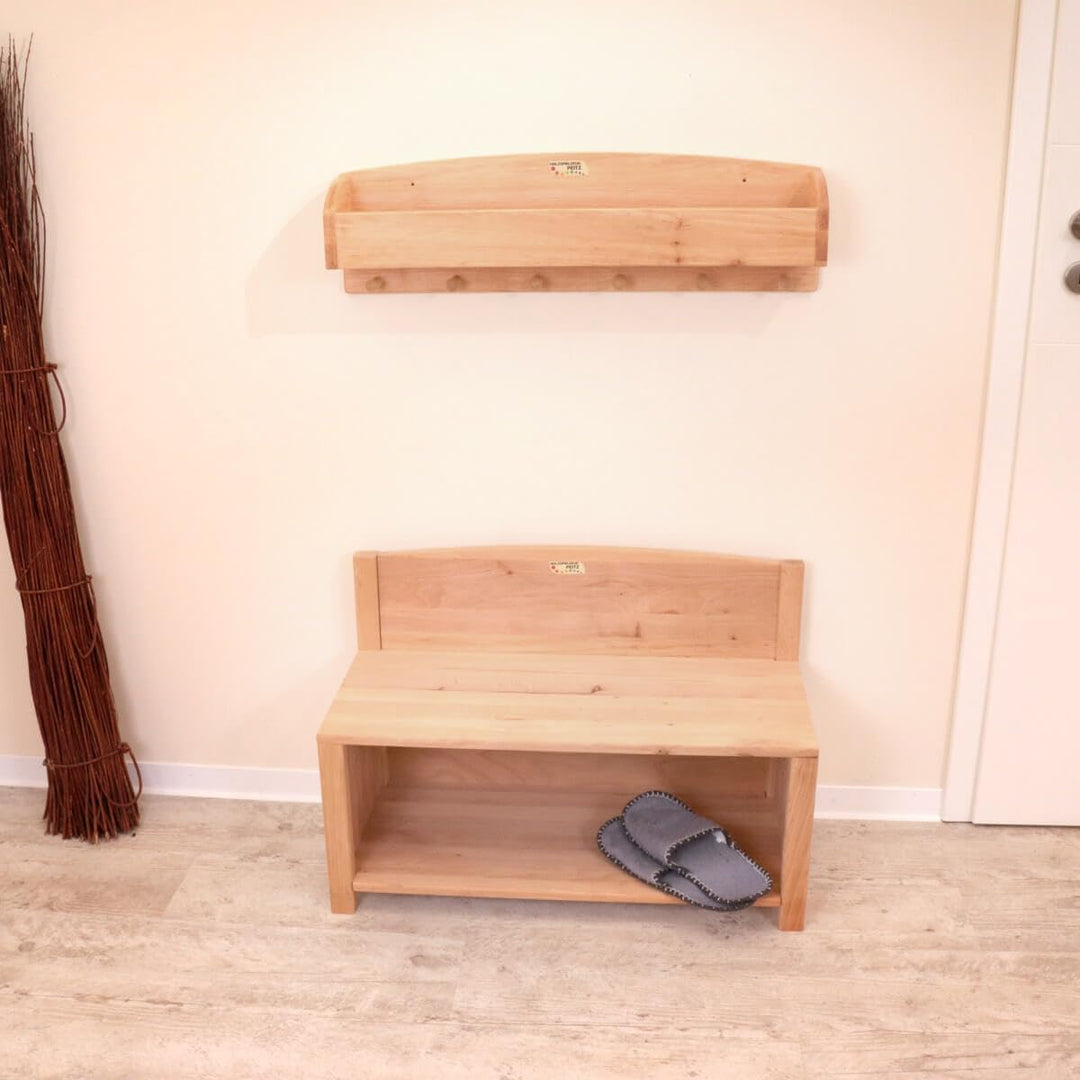 Holzspielzeug Peitz Kinder-Schuhschrank 8053 Massivholz-Garderobe für Kindergarten oder Kinderzimmer