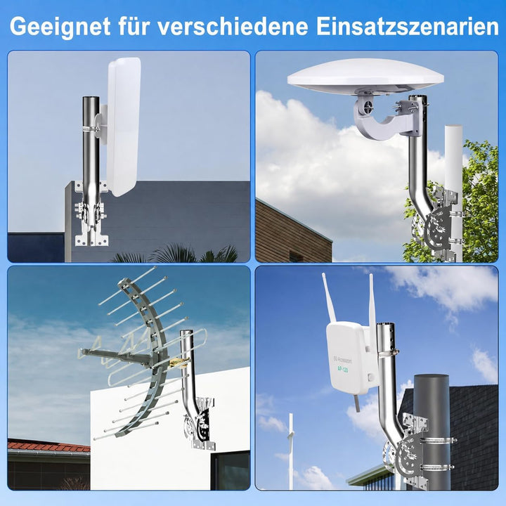 Universeller Antennenmast für Fernseh-, Satelliten-, Radio- und WLAN-Antennen - Verstellbarer Stände