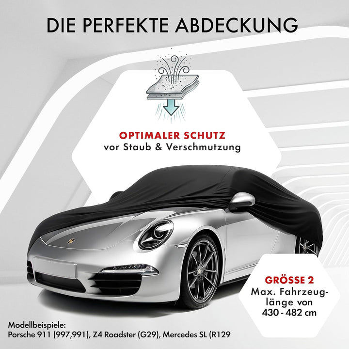 Walser Abdeckung Auto Indoor Stretch Basic, Autoabdeckung Winter, staubdichte Autogarage Abdeckung,