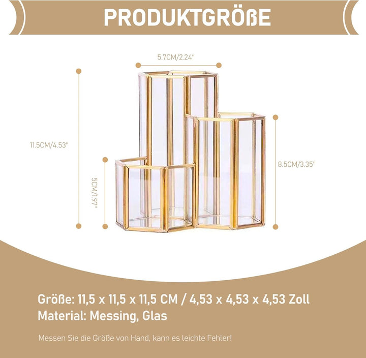 Make Up Pinsel Organizer Pinsel Aufbewahrung Gold Schminktisch Organizer Glas Pinselhalter, Kosmetik