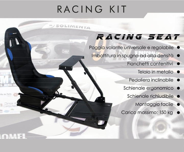 EGOTECH Smart Racing Seat Fahrsimulator mit eingebautem Sitz, zusammenklappbar, Fahrsimulator für Re