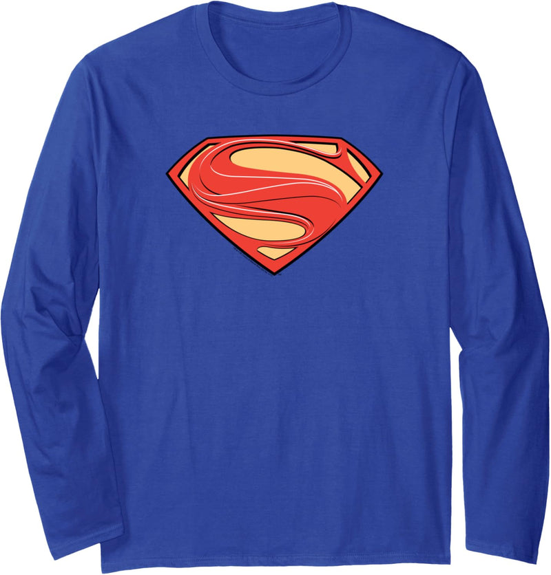 Man of Steel Superman New Solid S Shield Langarmshirt