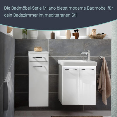 FACKELMANN Milano Midischrank mit Tür und Schublade – Schrank für Badezimmer (30,5 cm x 83 cm x 32 c