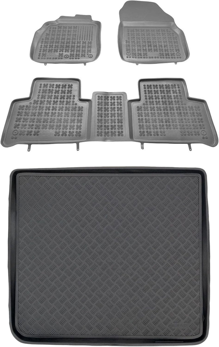 M MOTOS Satz Gummifussmatten und PE Kofferraumwanne für Renault Grand Scenic II 2004-2009 - Verbesse