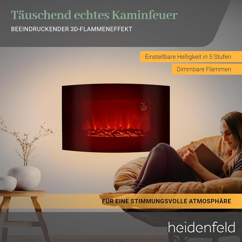 Heidenfeld Elektrokamin HF-WK100 - 𝟯 𝐉𝐀𝐇𝐑𝐄 𝐆𝐀𝐑𝐀𝐍𝐓𝐈𝐄 - 2000 Watt - Fernbedienung - Thermostat - Kipps