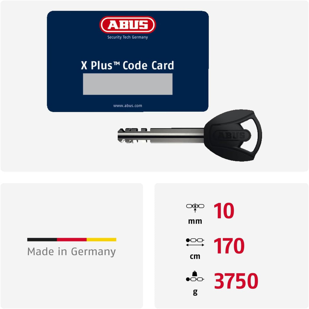 ABUS Kettenschloss Granit CityChain XPlus 1060 – Fahrradschloss aus gehärtetem Stahl – ABUS-Sicherhe